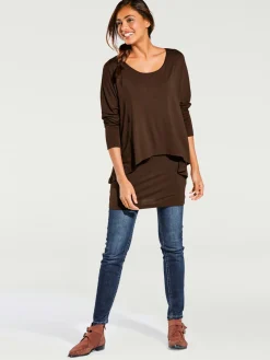 Linea Tesini T-Shirts<T-shirt à encolure ronde look décontracté tendance, manches chauve-souris