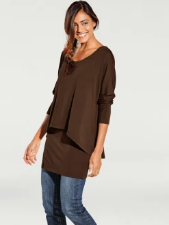 Linea Tesini T-Shirts<T-shirt à encolure ronde look décontracté tendance, manches chauve-souris