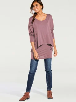 Linea Tesini T-Shirts<T-shirt à encolure ronde look décontracté tendance, manches chauve-souris