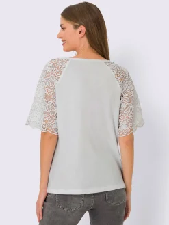 Linea Tesini T-Shirts<T-shirt à encolure ronde manches en dentelle