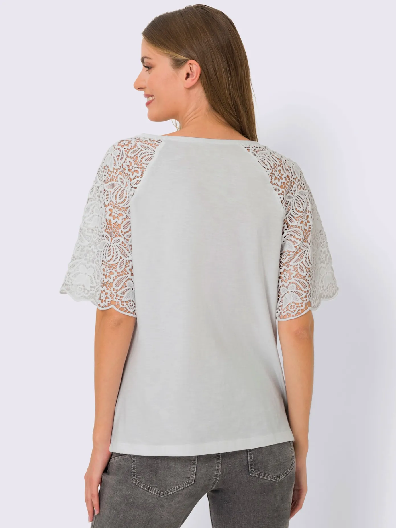 Linea Tesini T-Shirts<T-shirt à encolure ronde manches en dentelle