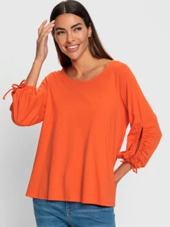 Rick Cardona T-Shirts<T-shirt à encolure ronde manches raffinées avec fente et liens à nouer