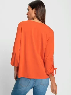 Rick Cardona T-Shirts<T-shirt à encolure ronde manches raffinées avec fente et liens à nouer