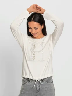 Rick Cardona T-Shirts<T-shirt à encolure ronde petites pierres brillantes fantaisie