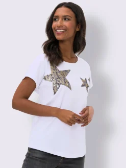 Mandarin T-Shirts<T-shirt à encolure ronde pur coton