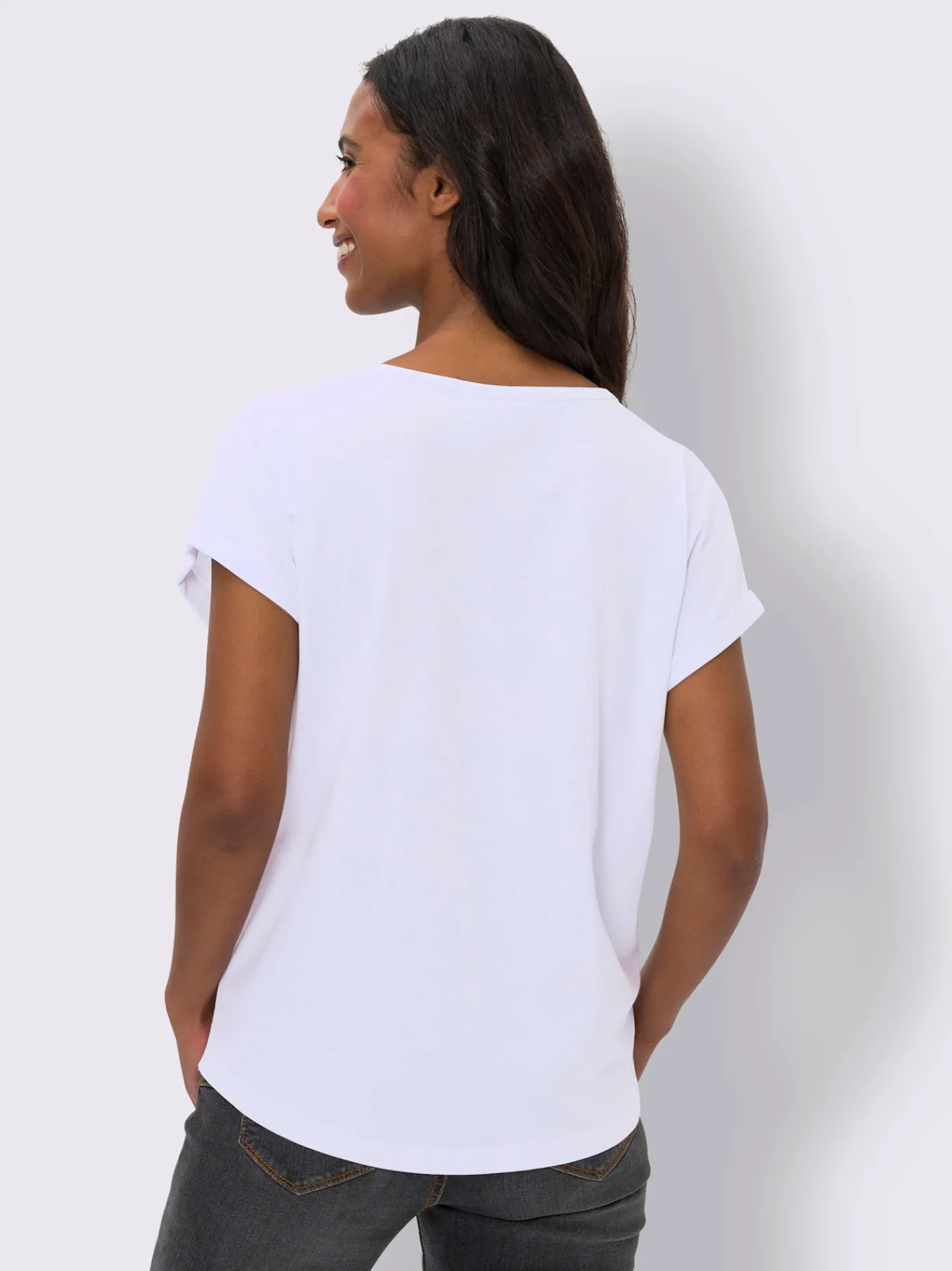 Mandarin T-Shirts<T-shirt à encolure ronde pur coton