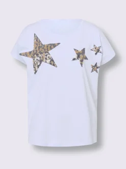 Mandarin T-Shirts<T-shirt à encolure ronde pur coton