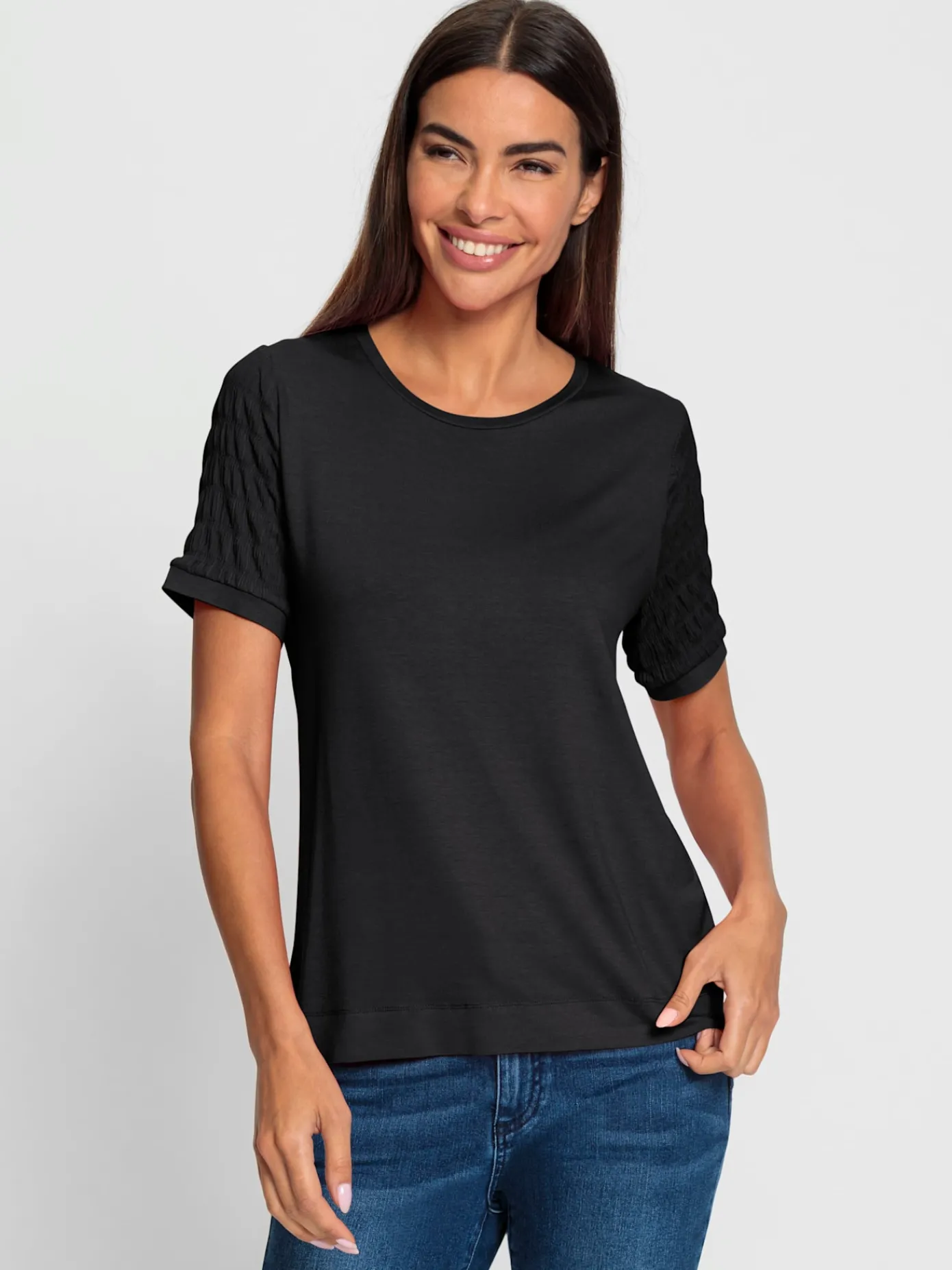 Rick Cardona T-Shirts<T-shirt à encolure ronde superbes parties smockées