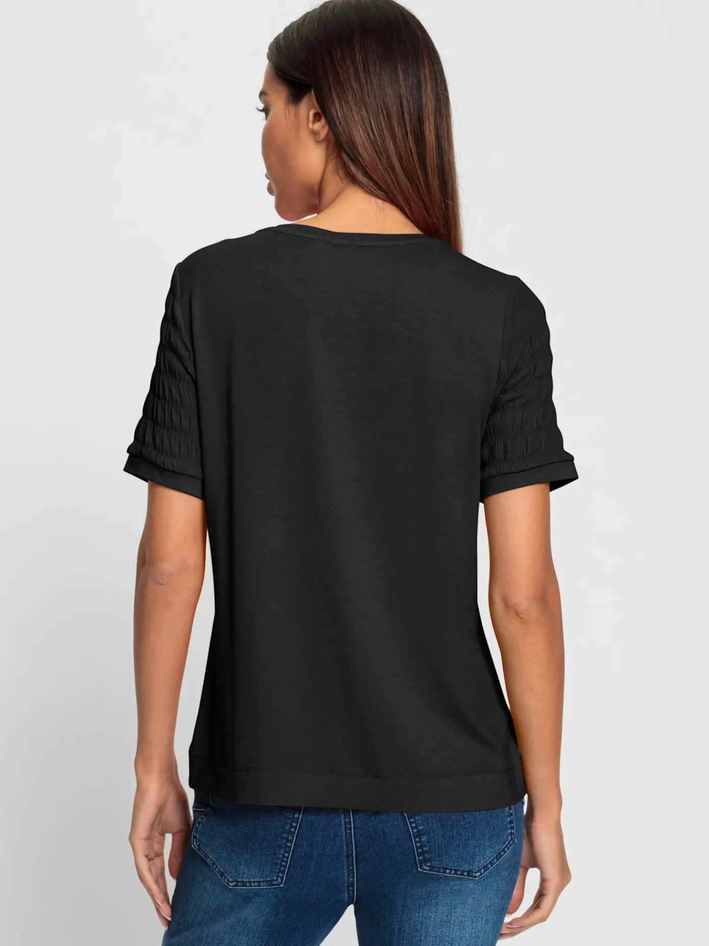 Rick Cardona T-Shirts<T-shirt à encolure ronde superbes parties smockées