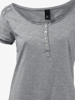 Linea Tesini T-Shirts<T-shirt à encolure ronde superbes détails en dentelle et boutons brillants