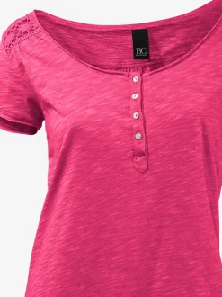 Linea Tesini T-Shirts<T-shirt à encolure ronde superbes détails en dentelle et boutons brillants