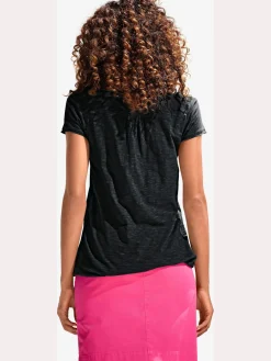 Linea Tesini T-Shirts<T-shirt à encolure ronde superbes détails en dentelle et boutons brillants