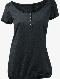 Linea Tesini T-Shirts<T-shirt à encolure ronde superbes détails en dentelle et boutons brillants