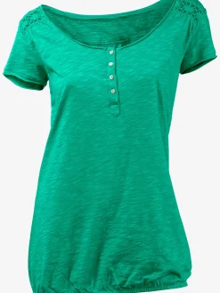 Linea Tesini T-Shirts<T-shirt à encolure ronde superbes détails en dentelle et boutons brillants