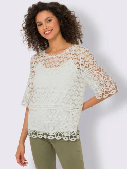 Linea Tesini T-Shirts<T-shirt à encolure ronde superbes finitions en dentelle