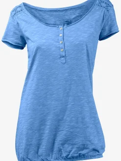 Linea Tesini T-Shirts<T-shirt à encolure ronde superbes détails en dentelle et boutons brillants