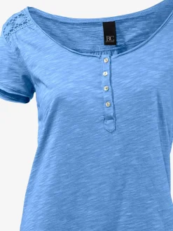 Linea Tesini T-Shirts<T-shirt à encolure ronde superbes détails en dentelle et boutons brillants