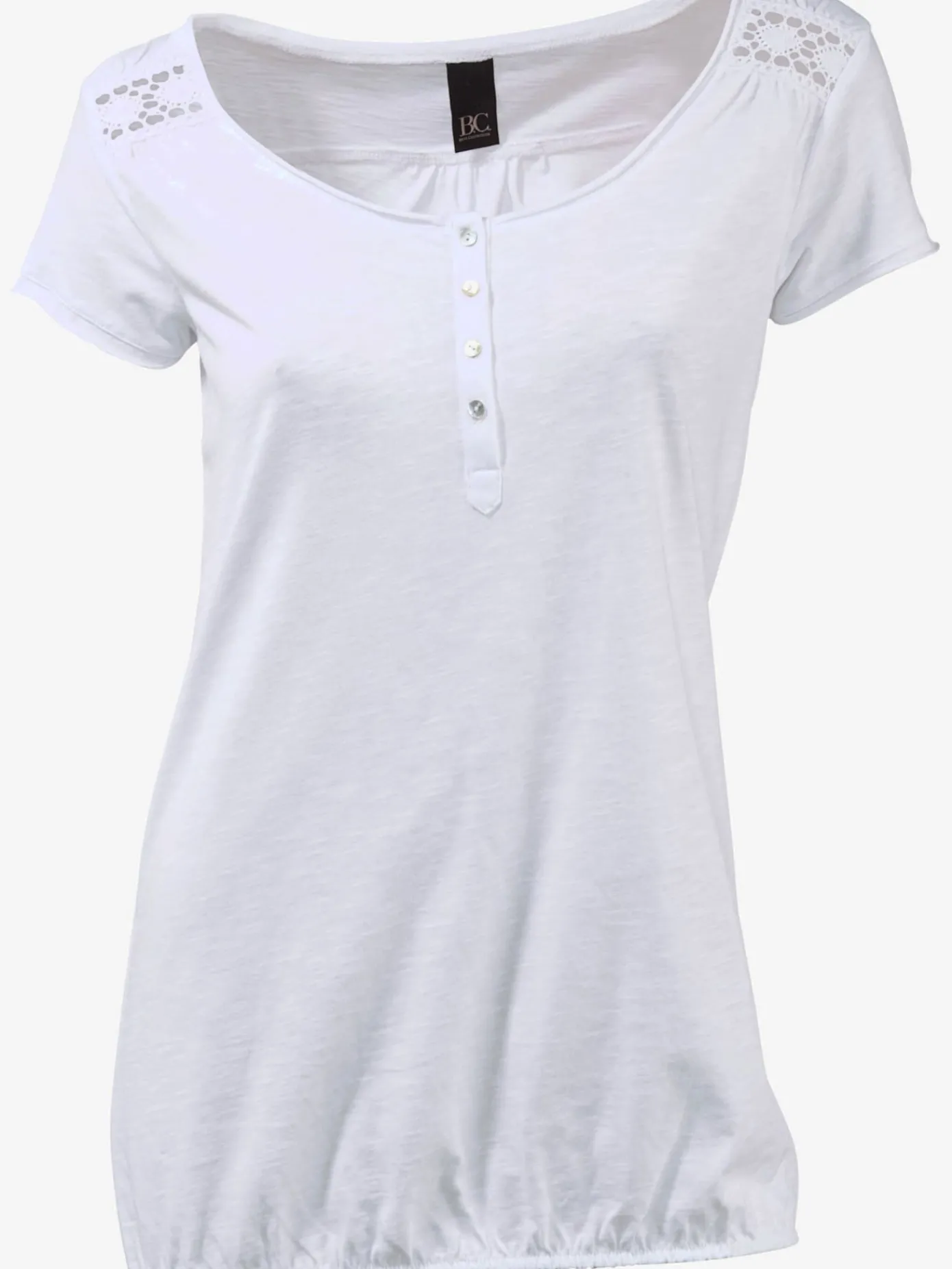 Linea Tesini T-Shirts<T-shirt à encolure ronde superbes détails en dentelle et boutons brillants