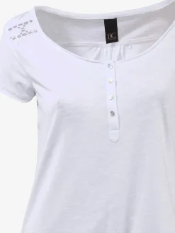 Linea Tesini T-Shirts<T-shirt à encolure ronde superbes détails en dentelle et boutons brillants