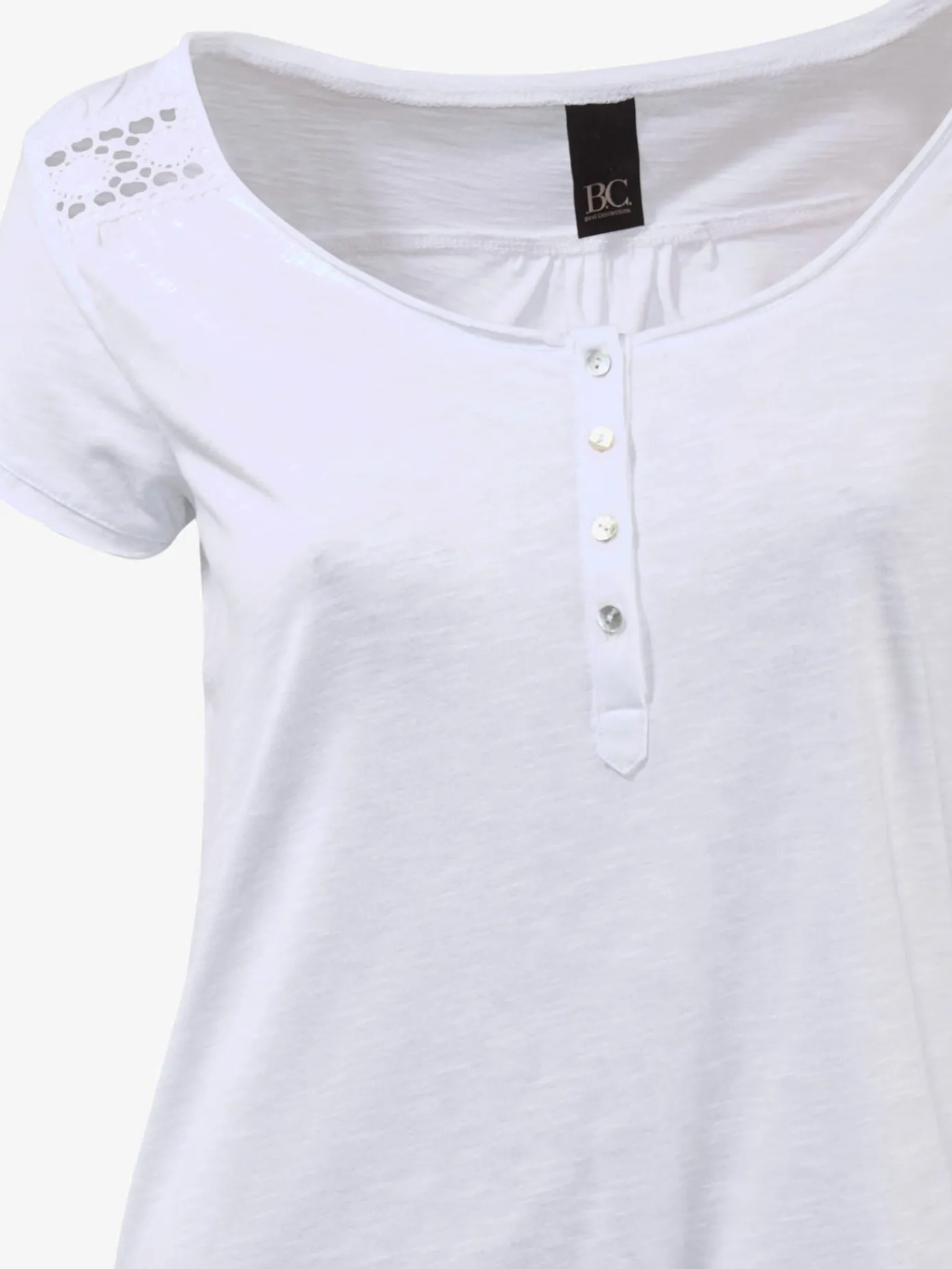 Linea Tesini T-Shirts<T-shirt à encolure ronde superbes détails en dentelle et boutons brillants