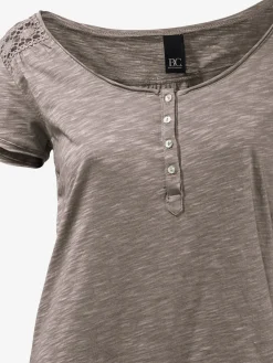 Linea Tesini T-Shirts<T-shirt à encolure ronde superbes détails en dentelle et boutons brillants