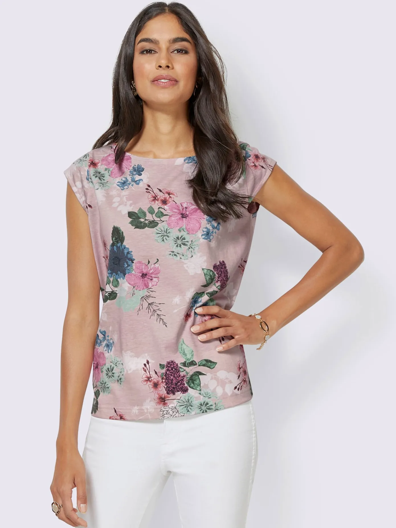 Alessa W. T-Shirts<T-shirt à fleurs en mélange de fibres naturelles