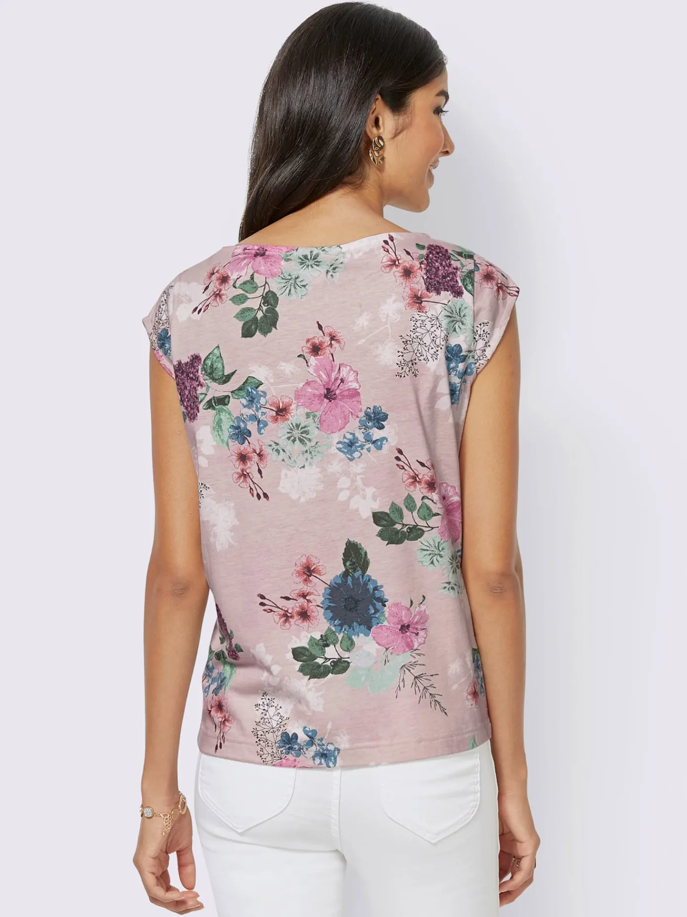 Alessa W. T-Shirts<T-shirt à fleurs en mélange de fibres naturelles