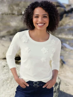 Linea Tesini T-Shirts<T-shirt à manches 3/4 applications florales