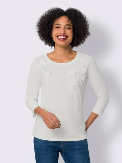 Linea Tesini T-Shirts<T-shirt à manches 3/4 applications florales