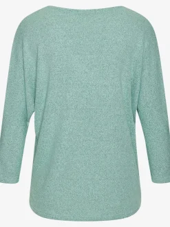 LASCANA T-Shirts<T-shirt à manches 3/4 bouton brillant à strass au niveau de l'encolure