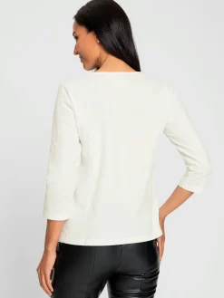 Rick Cardona T-Shirts<T-shirt à manches 3/4 imprimé avec pierres brillantes fantaisie