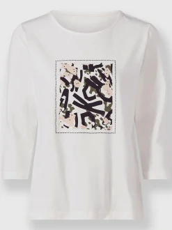 Rick Cardona T-Shirts<T-shirt à manches 3/4 imprimé avec pierres brillantes fantaisie