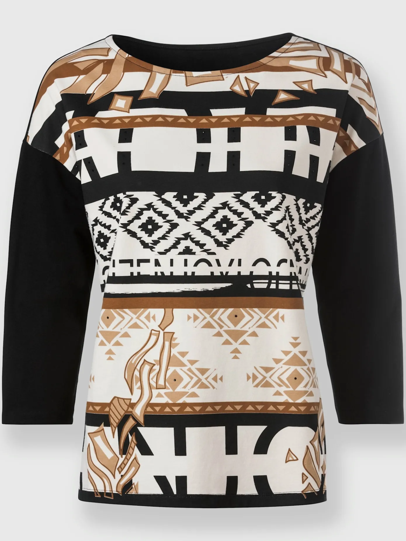 Rick Cardona T-Shirts<T-shirt à manches 3/4 imprimé ethnique mode