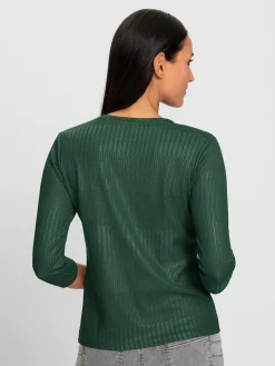 Rick Cardona T-Shirts<T-shirt à manches 3/4 imprimé feuille brillant