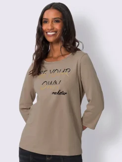 Mandarin T-Shirts<T-shirt à manches 3/4 inscription tendance