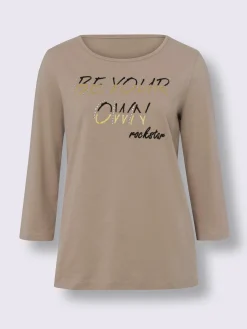 Mandarin T-Shirts<T-shirt à manches 3/4 inscription tendance