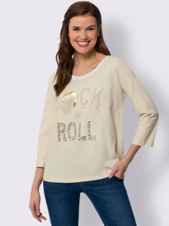 Mandarin T-Shirts<T-shirt à manches 3/4 inscription tendance