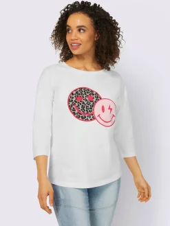 Mandarin T-Shirts<T-shirt à manches 3/4 joli imprimé devant