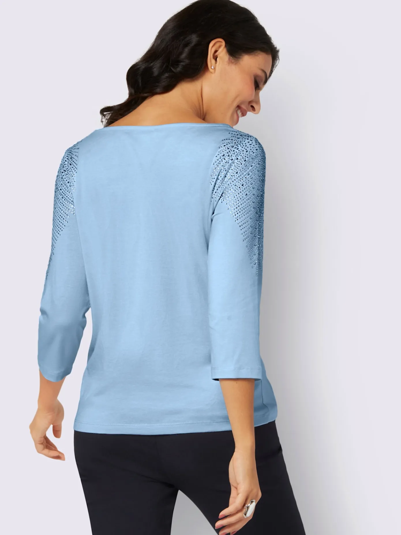 Creation L Tenues De Cérémonie|T-Shirts<T-shirt à manches 3/4 jolies pierres brillantes fantaisie