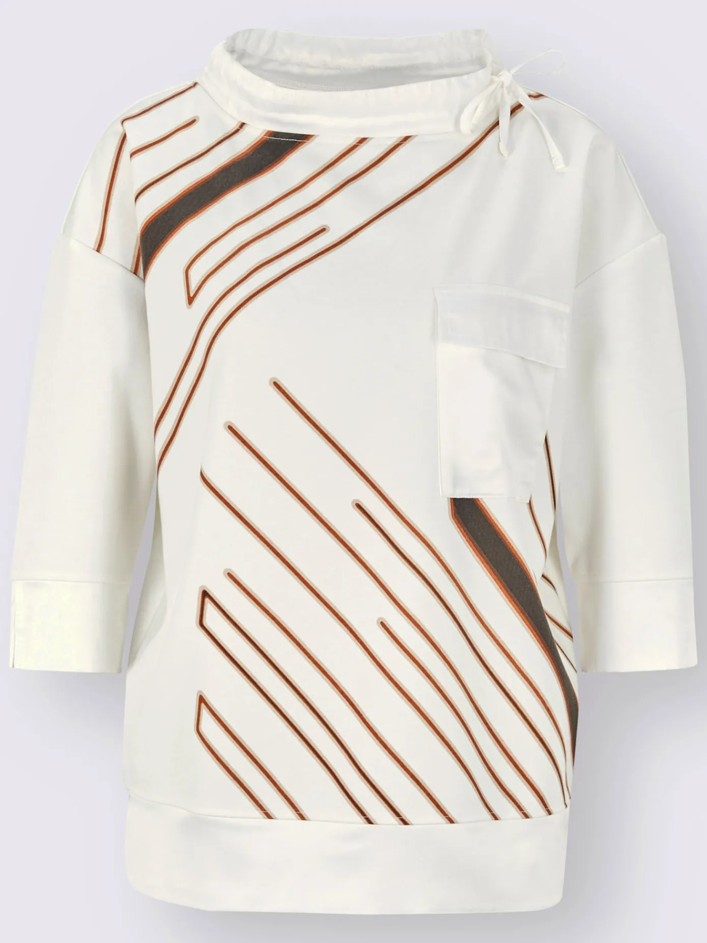 Creation L T-Shirts<T-shirt à manches 3/4 large col montant avec coulisse