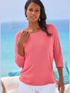 LASCANA T-Shirts<T-shirt à manches 3/4 manches chauve-souris pour un look décontracté