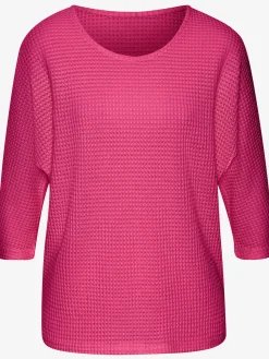 Vivance T-Shirts<T-shirt à manches 3/4 matière gaufrée légèrement transparente