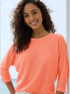 Vivance T-Shirts<T-shirt à manches 3/4 matière gaufrée légèrement transparente