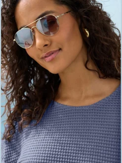 Vivance T-Shirts<T-shirt à manches 3/4 matière gaufrée légèrement transparente