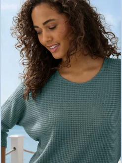 Vivance T-Shirts<T-shirt à manches 3/4 matière gaufrée légèrement transparente