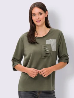 Mandarin T-Shirts<T-shirt à manches 3/4 mélange de viscose doux