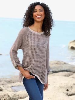 Linea Tesini T-Shirts<T-shirt à manches 3/4 mélange de matières tendance