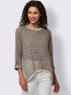 Linea Tesini T-Shirts<T-shirt à manches 3/4 mélange de matières tendance