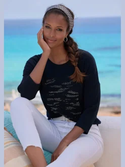 LASCANA T-Shirts<T-shirt à manches 3/4 motif en strass de qualité