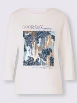 Rick Cardona T-Shirts<T-shirt à manches 3/4 orné de paillettes brillantes